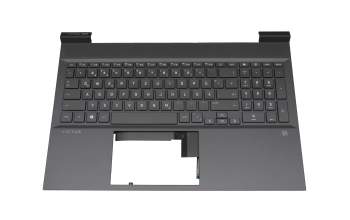 SP5CD2070AJW original HP clavier incl. topcase DE (allemand) gris/gris avec rétro-éclairage