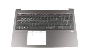 WCG3D original Dell clavier incl. topcase DE (allemand) noir/gris avec rétro-éclairage pour capteur d\'empreinte digitale