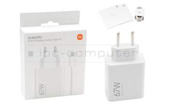 Xiaomi Mi 1 original Chargeur USB-C 67 watts EU wallplug blanc (Charging Combo Type-A)