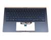 0KNB0-2829GE00 original Asus clavier incl. topcase DE (allemand) bleu/bleu avec rétro-éclairage