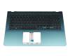 0KNB0-5610GE00 original Asus clavier incl. topcase DE (allemand) noir/turquoise avec rétro-éclairage