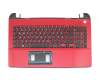 Clavier incl. topcase DE (allemand) noir/rouge original pour Toshiba Satellite L50-B-211