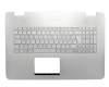 Clavier incl. topcase FR (français) argent/argent avec rétro-éclairage original pour Asus N751JX