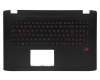 Clavier incl. topcase DE (allemand) noir/noir avec rétro-éclairage original pour Asus ROG GL752VW