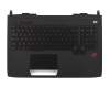 Clavier incl. topcase FR (français) noir/noir avec rétro-éclairage original pour Asus ROG G751JT