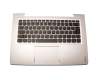 Clavier incl. topcase DE (allemand) noir/argent avec rétro-éclairage bord argenté original pour Lenovo IdeaPad 510S-14ISK (80TK003FGE)