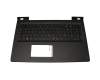 Clavier incl. topcase DE (allemand) noir/noir avec rétro-éclairage original pour Lenovo IdeaPad 700-15ISK (80RU)