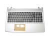 Clavier incl. topcase DE (allemand) noir/argent pour Pegatron D15BUN