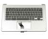 Clavier incl. topcase DE (allemand) noir/argent original pour Acer Chromebook R13 (CB5-312T)