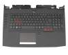 Clavier incl. topcase DE (allemand) noir/noir avec rétro-éclairage original pour Acer Predator 17 X (GX-791)