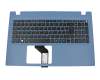 Clavier incl. topcase DE (allemand) noir/bleu original pour Acer Aspire E5-522