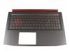 Clavier incl. topcase DE (allemand) noir/rouge/noir avec rétro-éclairage (Nvidia 1050) original pour Acer Nitro 5 (AN515-51)
