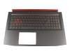 Clavier incl. topcase DE (allemand) noir/rouge/noir avec rétro-éclairage (Nvidia 1050) original pour Acer Nitro 5 (AN515-52)