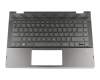 Clavier incl. topcase DE (allemand) noir/noir avec rétro-éclairage original pour HP Pavilion x360 14-cd0600