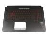 V170762EE1 original Sunrex clavier incl. topcase DE (allemand) noir/rouge/noir avec rétro-éclairage