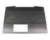 Clavier incl. topcase DE (allemand) noir/vert/noir avec rétro-éclairage original pour HP Pavilion Gaming 15-cx0309ng (4UF50EA)