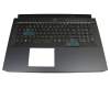 Clavier incl. topcase DE (allemand) noir/noir avec rétro-éclairage original pour Acer Predator Helios 500 (PH517-51)