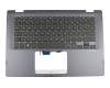 Clavier incl. topcase DE (allemand) noir/bleu avec rétro-éclairage original pour Asus VivoBook Flip 14 TP412UA