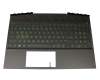 Clavier incl. topcase DE (allemand) noir/noir avec rétro-éclairage original pour HP Pavilion Gaming 15-dk0000