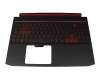 Clavier incl. topcase DE (allemand) noir/noir/rouge avec rétro-éclairage original pour Acer Nitro 5 (AN515-54-58U3)