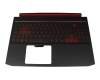 Clavier incl. topcase DE (allemand) noir/noir/rouge avec rétro-éclairage original pour Acer Nitro 5 (AN515-54)