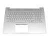 Clavier incl. topcase DE (allemand) argent/argent avec rétro-éclairage original pour HP Envy 17-cg1000