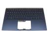 Clavier incl. topcase DE (allemand) bleu/bleu avec rétro-éclairage original pour Asus ZenBook 15 UX533FTC