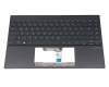 Clavier incl. topcase DE (allemand) noir/noir avec rétro-éclairage original pour Asus UX425IA