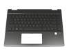 Clavier incl. topcase DE (allemand) noir/noir avec rétro-éclairage original pour HP Pavilion x360 14-dh1000