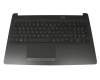 Clavier incl. topcase DE (allemand) noir/noir (aspect métal brossé) original pour HP 15-da0150ng (4GK35EA)