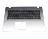 Clavier incl. topcase DE (allemand) noir/argent original pour Asus VivoBook 17 X705UV