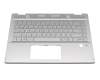 Clavier incl. topcase DE (allemand) argent/argent avec rétro-éclairage original pour HP Pavilion x360 14-dh0200