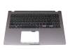 Clavier incl. topcase DE (allemand) noir/gris avec rétro-éclairage original pour Asus ExpertBook P1 P1510CDA