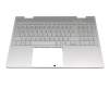 Clavier incl. topcase DE (allemand) argent/argent avec rétro-éclairage (DSC) original pour HP Envy x360 15-ed1000