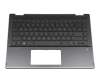 Clavier incl. topcase DE (allemand) noir/noir avec rétro-éclairage original pour HP Pavilion x360 14-dh0200