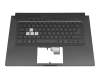 Clavier incl. topcase DE (allemand) noir/noir avec rétro-éclairage original pour Asus FX516PE