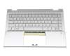 Clavier incl. topcase DE (allemand) argent/argent avec rétro-éclairage original pour HP Pavilion x360 14-dw0000