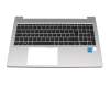 Clavier incl. topcase DE (allemand) noir/argent avec rétro-éclairage original pour HP ProBook 450 G8