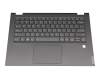 Clavier incl. topcase US (anglais) gris/gris avec rétro-éclairage US International original pour Lenovo IdeaPad C340-14IML (81TK)