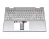 Clavier incl. topcase DE (allemand) argent/argent original pour HP Pavilion x360 15-er0000