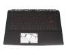 957-16W11E-C08 original MSI clavier incl. topcase DE (allemand) noir/noir avec rétro-éclairage