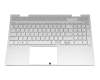 Clavier incl. topcase DE (allemand) argent/argent avec rétro-éclairage (UMA) original pour HP Envy x360 15-ed1000