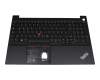 Clavier incl. topcase DE (allemand) noir/noir avec rétro-éclairage et mouse stick original pour Lenovo ThinkPad E15 Gen 4 (21ED/21EE)