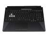 Clavier incl. topcase DE (allemand) noir/transparent/noir avec rétro-éclairage original pour Asus FX506LHB