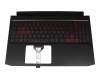 Clavier incl. topcase DE (allemand) noir/rouge/noir avec rétro-éclairage original pour Acer Nitro 5 (AN515-56)