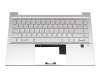 Clavier incl. topcase DE (allemand) argent/argent avec rétro-éclairage original pour HP Pavilion 14-dv0000ng