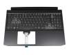 Clavier incl. topcase DE (allemand) moir/blanc/noir avec rétro-éclairage original pour Acer Nitro 5 (AN515-57)