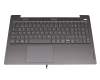 Clavier incl. topcase DE (allemand) gris/gris avec rétro-éclairage original pour Lenovo IdeaPad 5-15ALC05 (82LN)