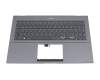 Clavier incl. topcase DE (allemand) gris/gris avec rétro-éclairage original pour Asus ZenBook Pro 15 UX535LI