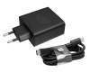 Chargeur USB-C 65 watts EU wallplug petit incl. USB-C to USB-C Cable original incl. cordon secteur pour Asus ROG Phone 5s (ZS676KS)
